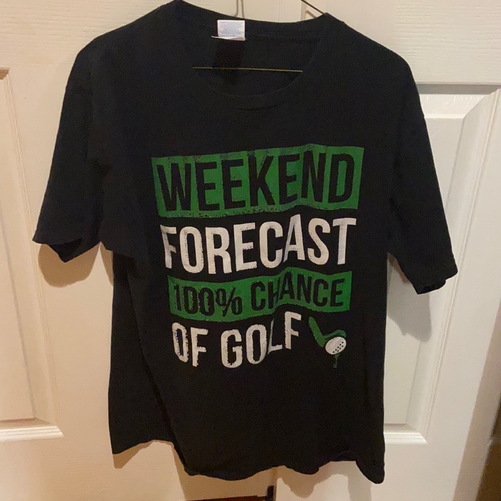 Port and Company Men's 'Weekend Forecast 100% Chance of Golf' Navy Shirt L